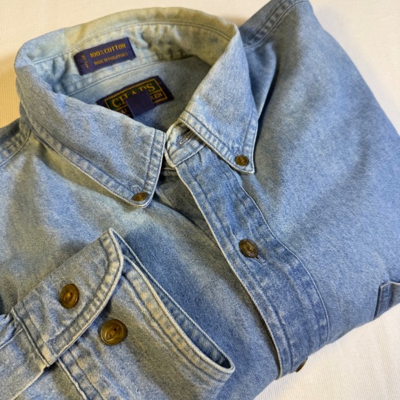 Chaps Ralph Lauren Men's Rugged Denim Shirt 16 32/33 Broken In Faded Cotton Soft - Picture 1 of 10